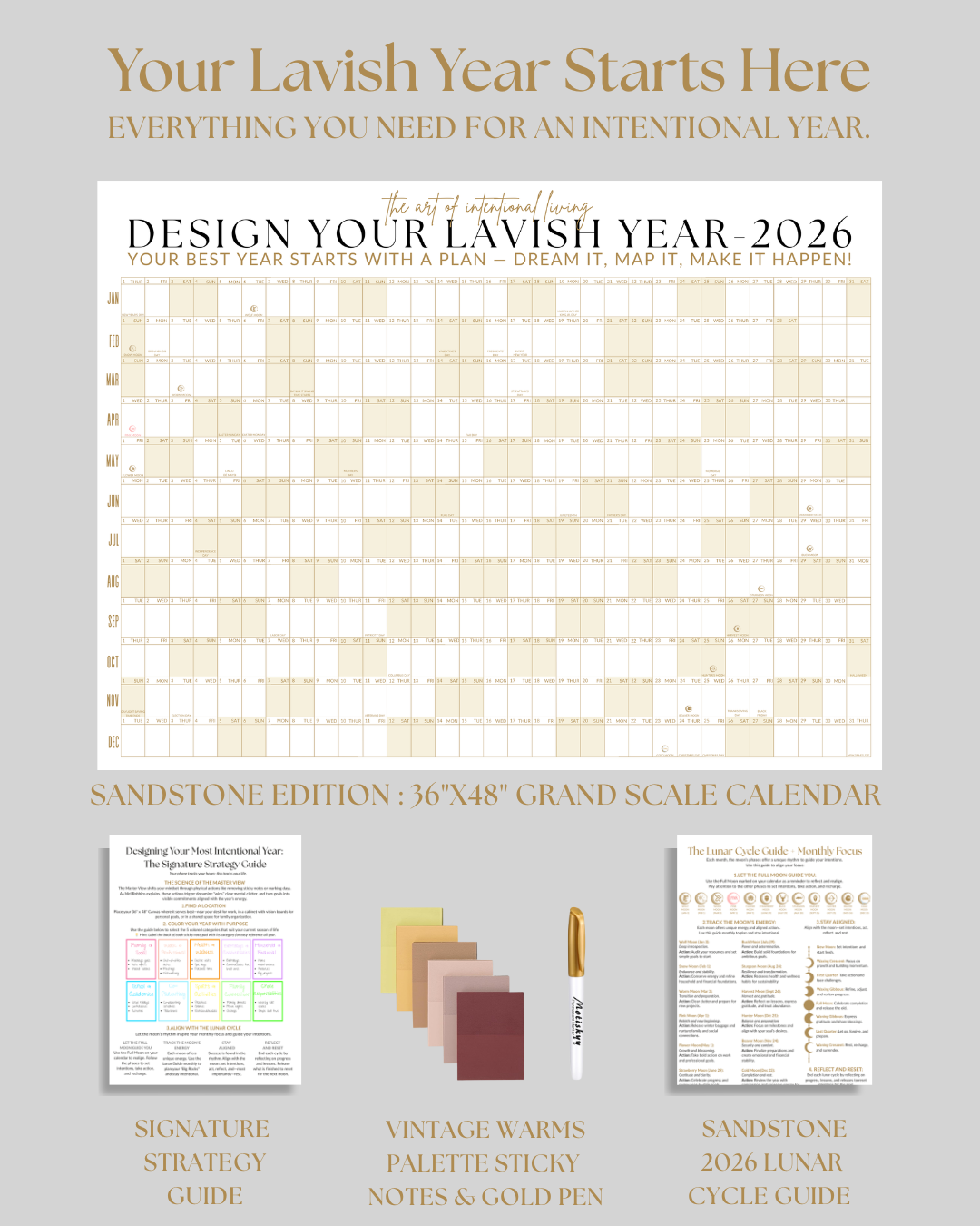 2026 Wall Calendar: Signature Sandstone Edition (36x48)
