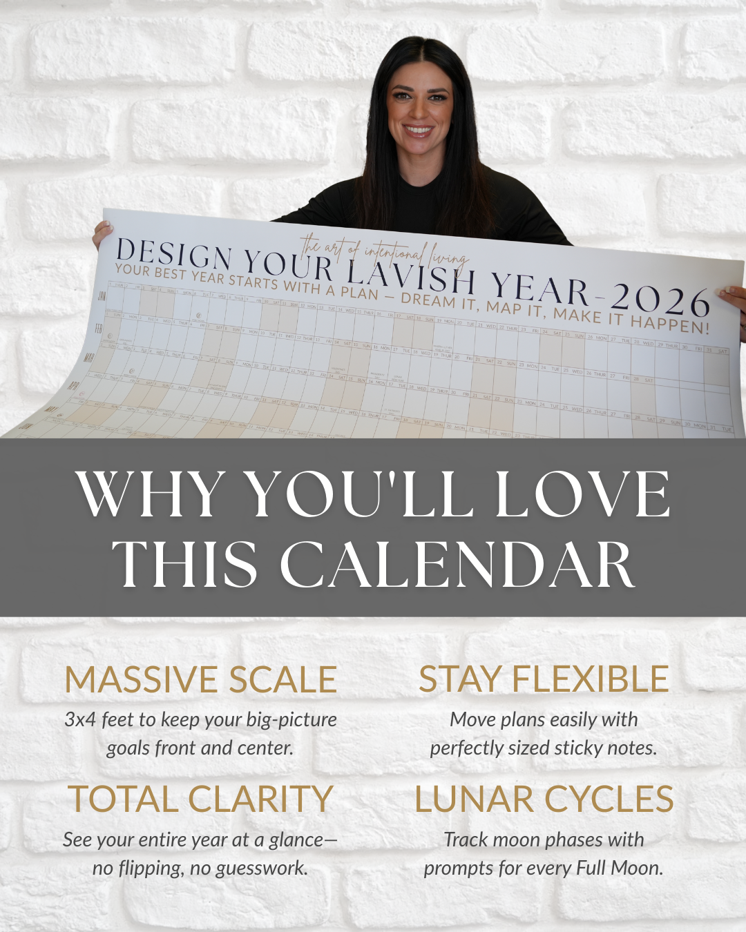 2026 Wall Calendar: Signature Gallery Gray Edition (36x48)